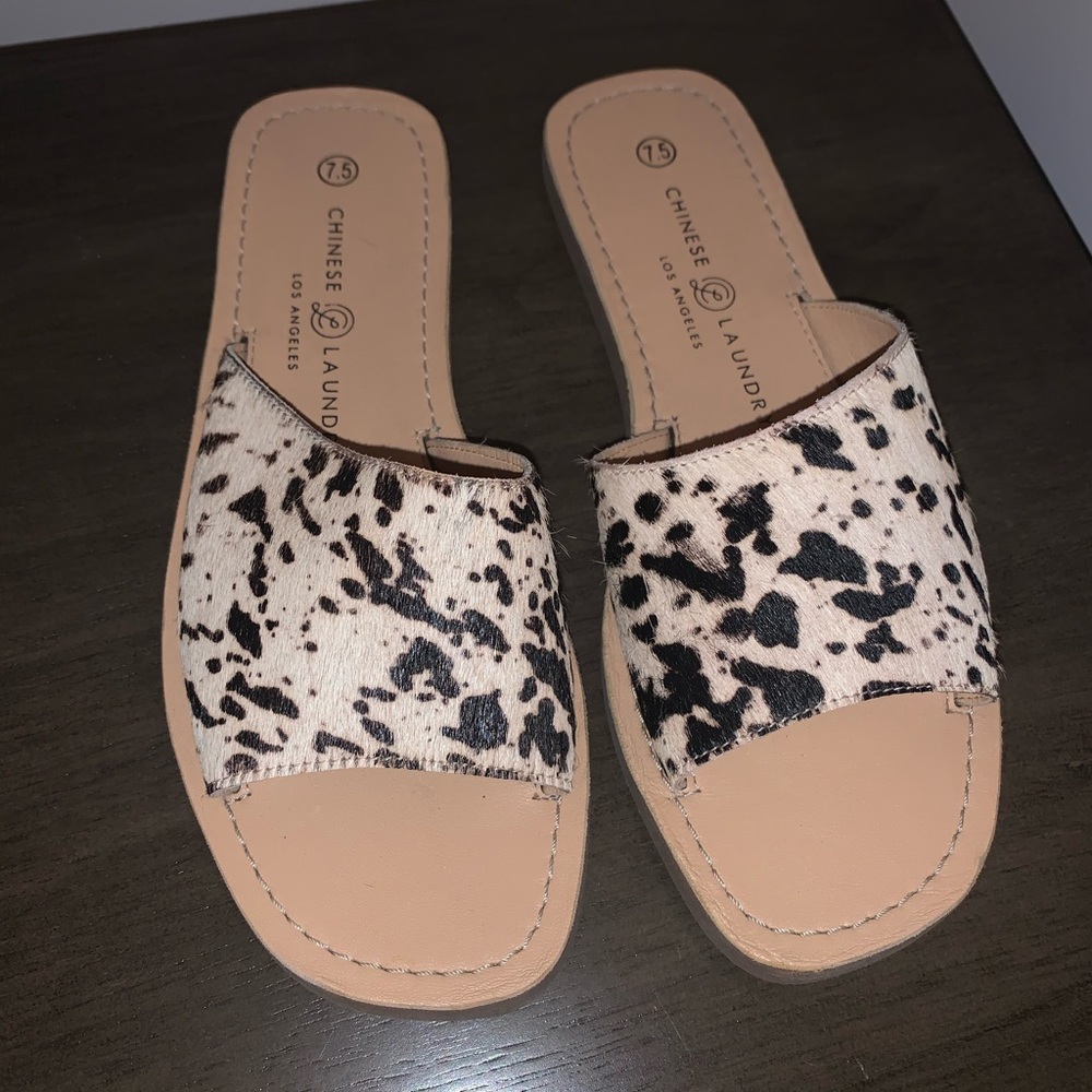 Cow print sandals